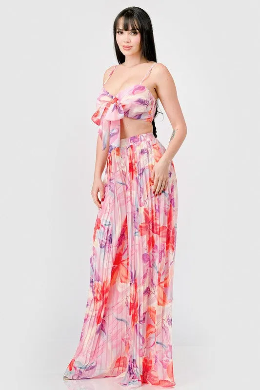 Chiffon Knot Top & Pants Set