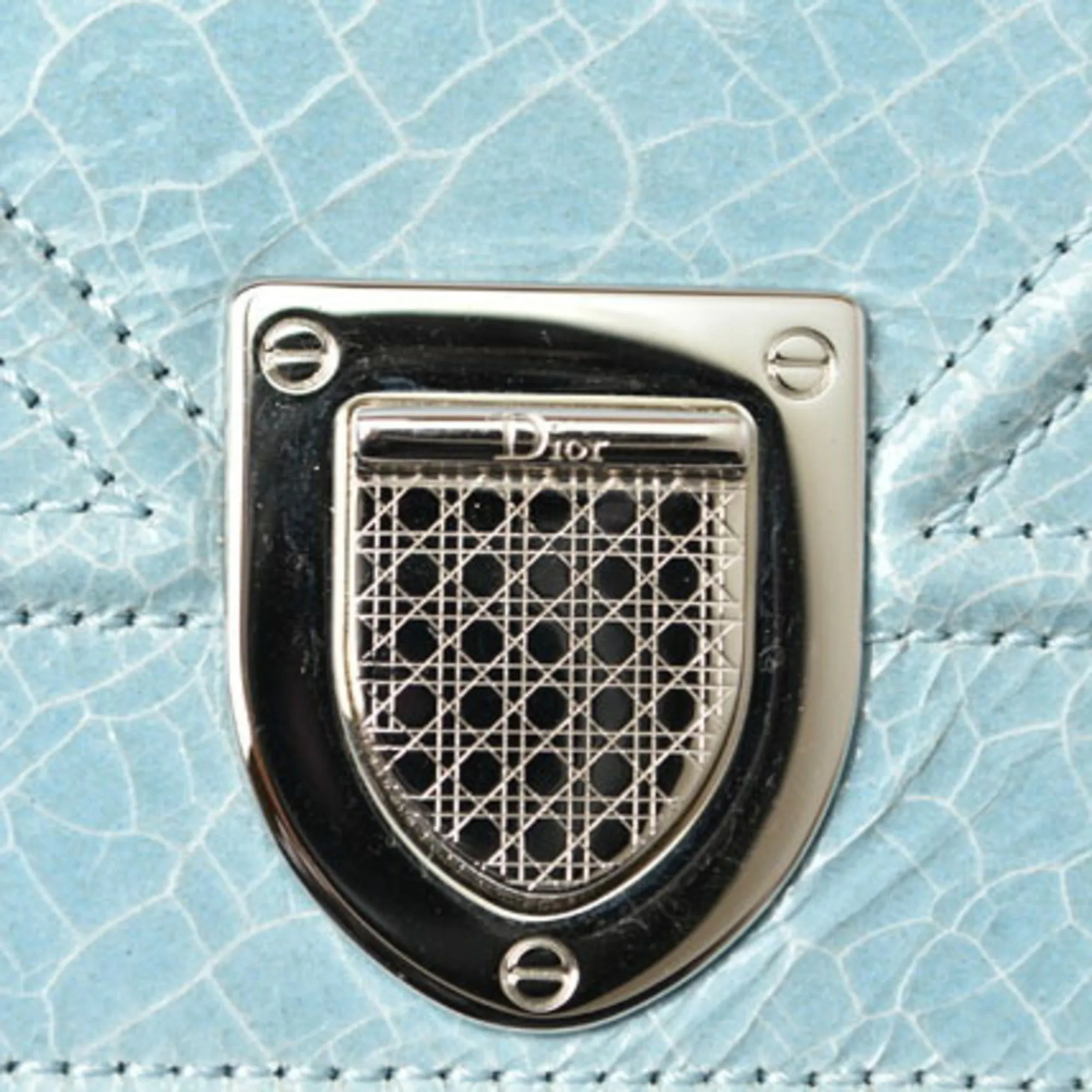 Christian Dior Chain Pouch Cannage Patent Leather Light Blue