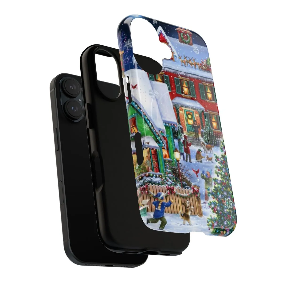 Colorful Winter Houses Magnetic Protective Phone Case