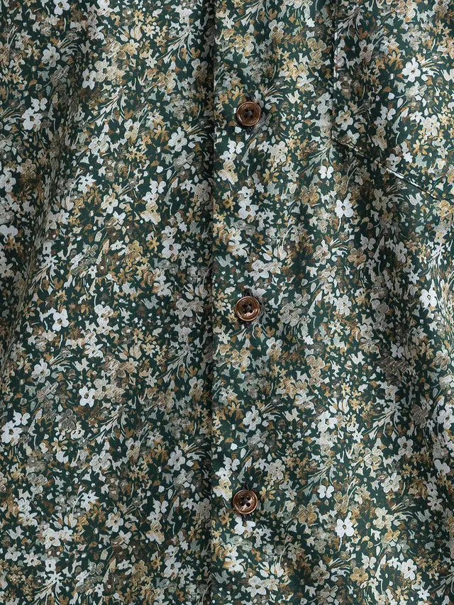 Colorplus Men Green Printed Tailored Fit Full Sleeve Spread Collar Shirt