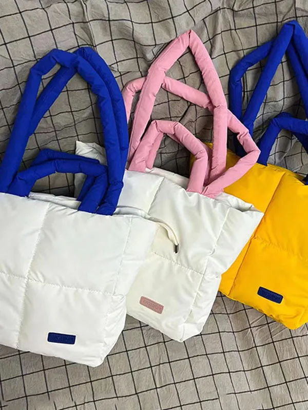 Contrast Color Split-Joint Padded Tote Bags Handbags Bags