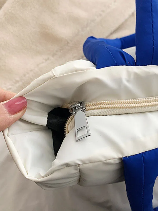 Contrast Color Split-Joint Padded Tote Bags Handbags Bags