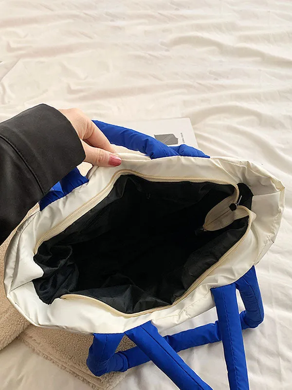 Contrast Color Split-Joint Padded Tote Bags Handbags Bags