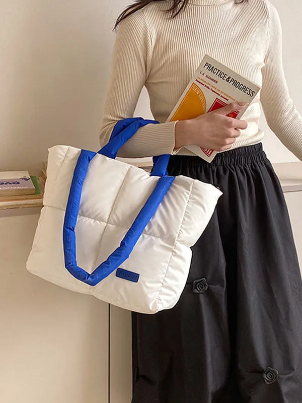 Contrast Color Split-Joint Padded Tote Bags Handbags Bags