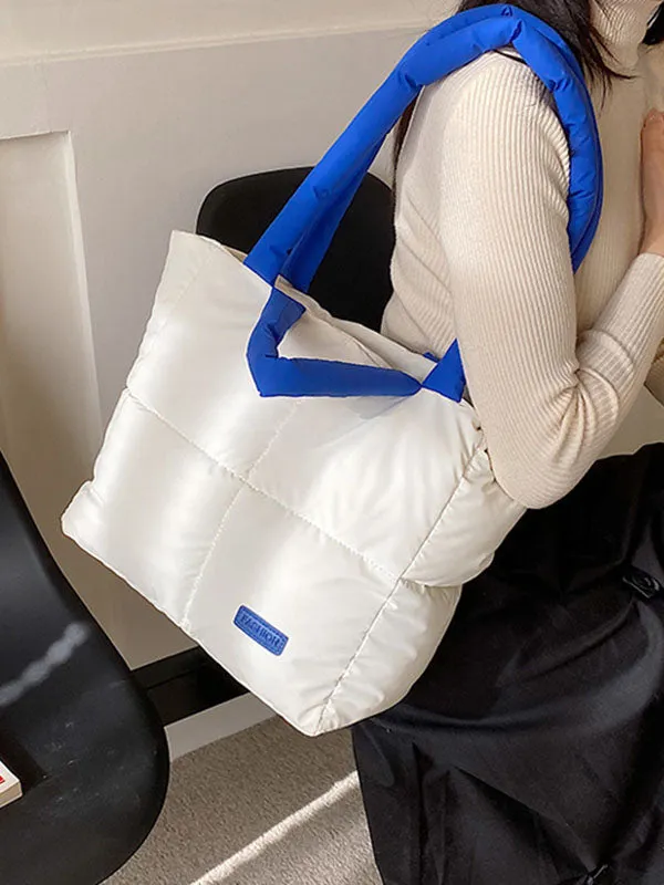 Contrast Color Split-Joint Padded Tote Bags Handbags Bags