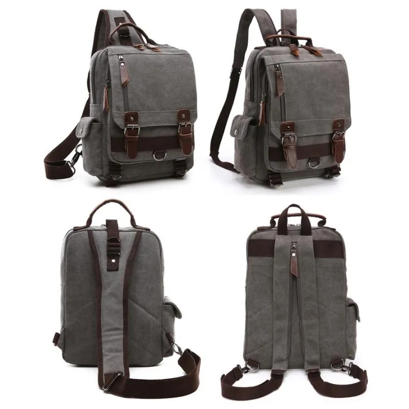 Dark Blue Canvas Chest Bag For Outdoor Travel Lightweight And Durable