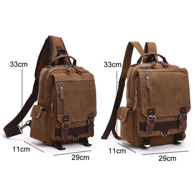 Dark Blue Canvas Chest Bag For Outdoor Travel Lightweight And Durable