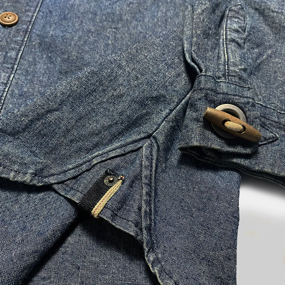 DDL 307 LEONARDO-I RELAX FIT 2 POCKET SLAT & PEPPER DENIM SHIRT-10OZ-RW TE