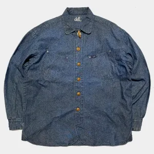 DDL 307 LEONARDO-I RELAX FIT 2 POCKET SLAT & PEPPER DENIM SHIRT-10OZ-RW TE