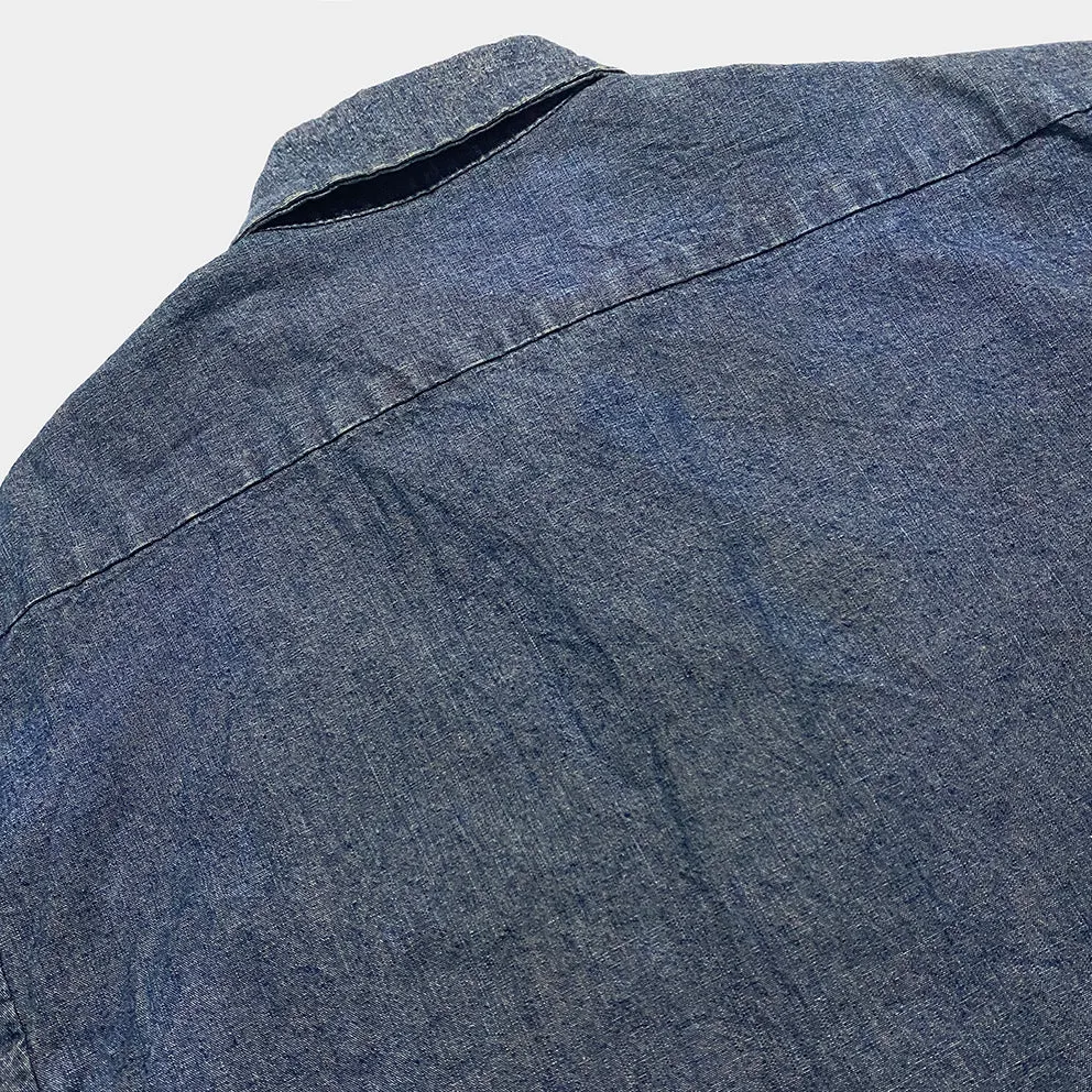 DDL 307 LEONARDO-I RELAX FIT 2 POCKET SLAT & PEPPER DENIM SHIRT-10OZ-RW TE