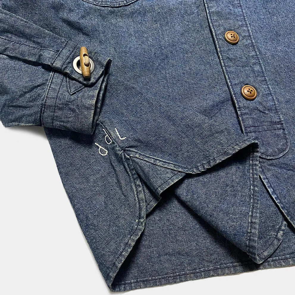 DDL 307 LEONARDO-I RELAX FIT 2 POCKET SLAT & PEPPER DENIM SHIRT-10OZ-RW TE
