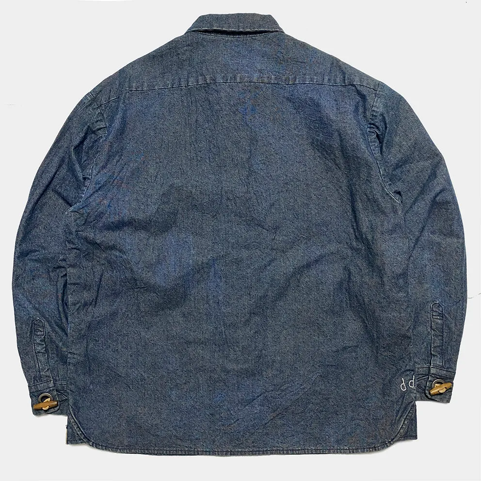 DDL 307 LEONARDO-I RELAX FIT 2 POCKET SLAT & PEPPER DENIM SHIRT-10OZ-RW TE