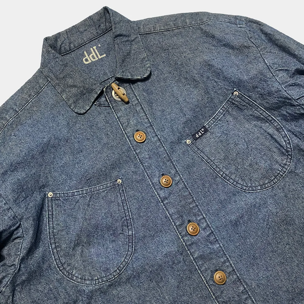 DDL 307 LEONARDO-I RELAX FIT 2 POCKET SLAT & PEPPER DENIM SHIRT-10OZ-RW TE