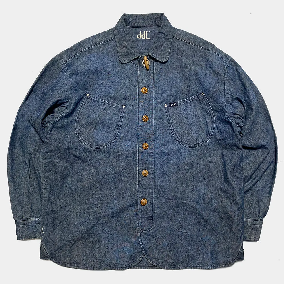 DDL 307 LEONARDO-I RELAX FIT 2 POCKET SLAT & PEPPER DENIM SHIRT-10OZ-RW TE