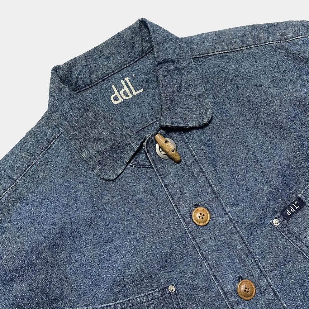 DDL 307 LEONARDO-I RELAX FIT 2 POCKET SLAT & PEPPER DENIM SHIRT-10OZ-RW TE