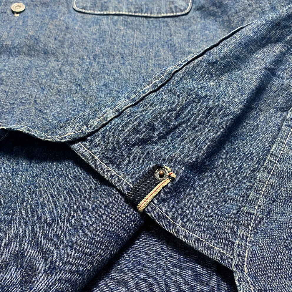 DDL 307 RAPHAEL-I RELAX FIT PENNY COLLAR SINGLE POCKET SALT & PEPPER DENIM SHIRT-10OZ-RW TE