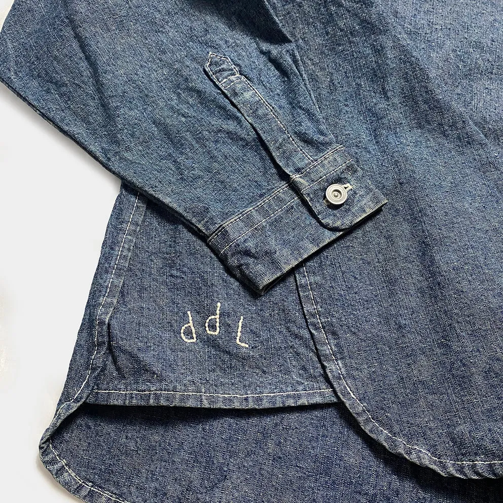 DDL 307 RAPHAEL-I RELAX FIT PENNY COLLAR SINGLE POCKET SALT & PEPPER DENIM SHIRT-10OZ-RW TE