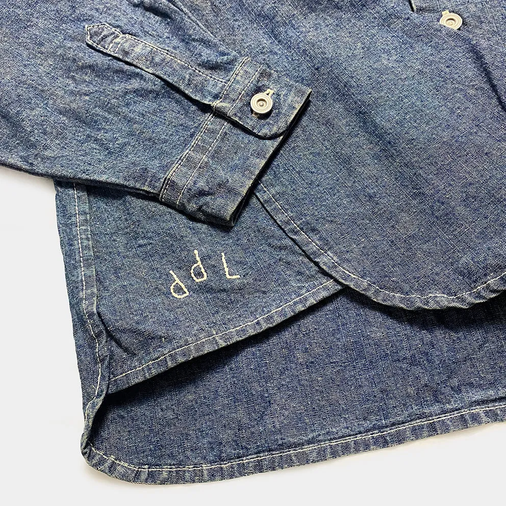 DDL 307 RAPHAEL-I RELAX FIT PENNY COLLAR SINGLE POCKET SALT & PEPPER DENIM SHIRT-10OZ-RW TE