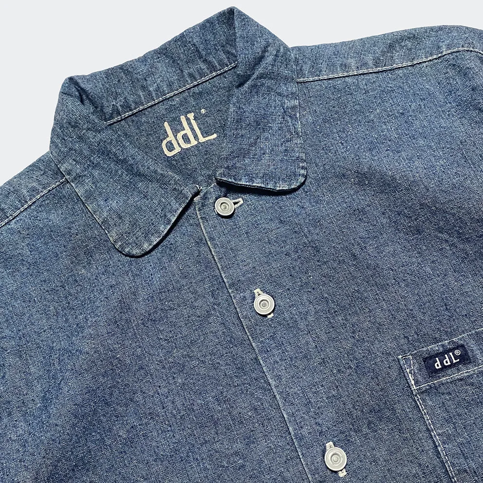 DDL 307 RAPHAEL-I RELAX FIT PENNY COLLAR SINGLE POCKET SALT & PEPPER DENIM SHIRT-10OZ-RW TE