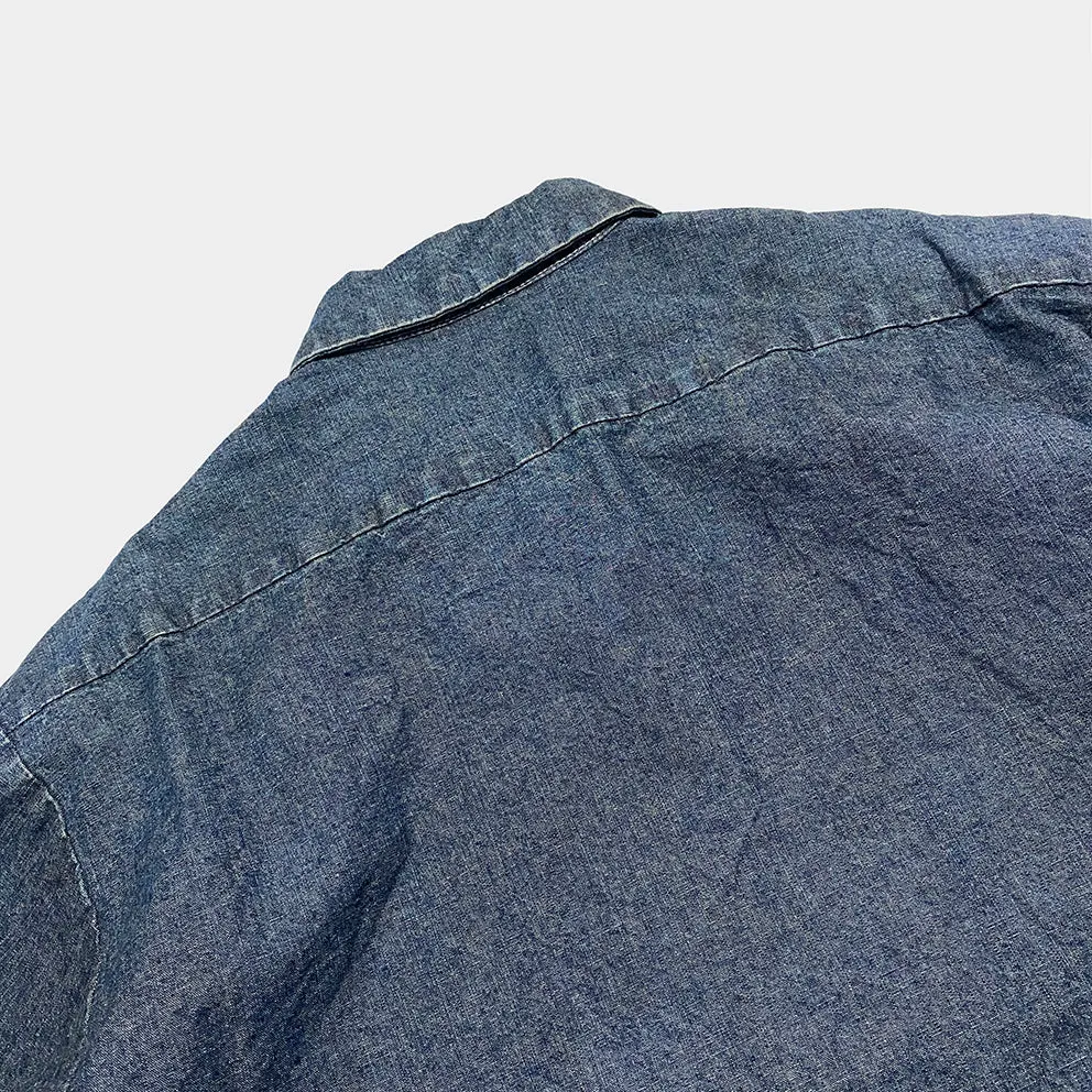 DDL 307 RAPHAEL-I RELAX FIT PENNY COLLAR SINGLE POCKET SALT & PEPPER DENIM SHIRT-10OZ-RW TE