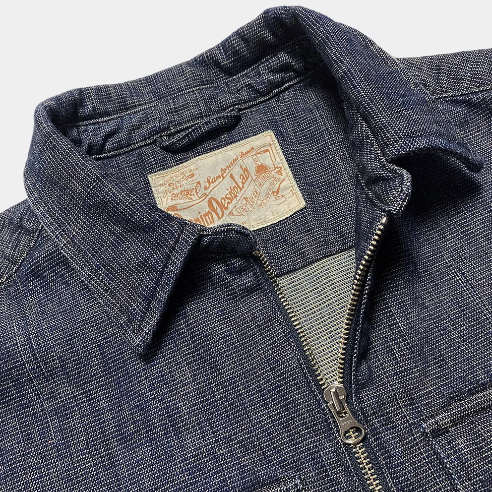 DDL 329 HUNTER-I REGULAR FIT 2 POCKET 1/2 ZIPPER FRONT INDIGO DOBBY WEAVE DENIM SHIRT-10.5OZ-E0 INDIGO