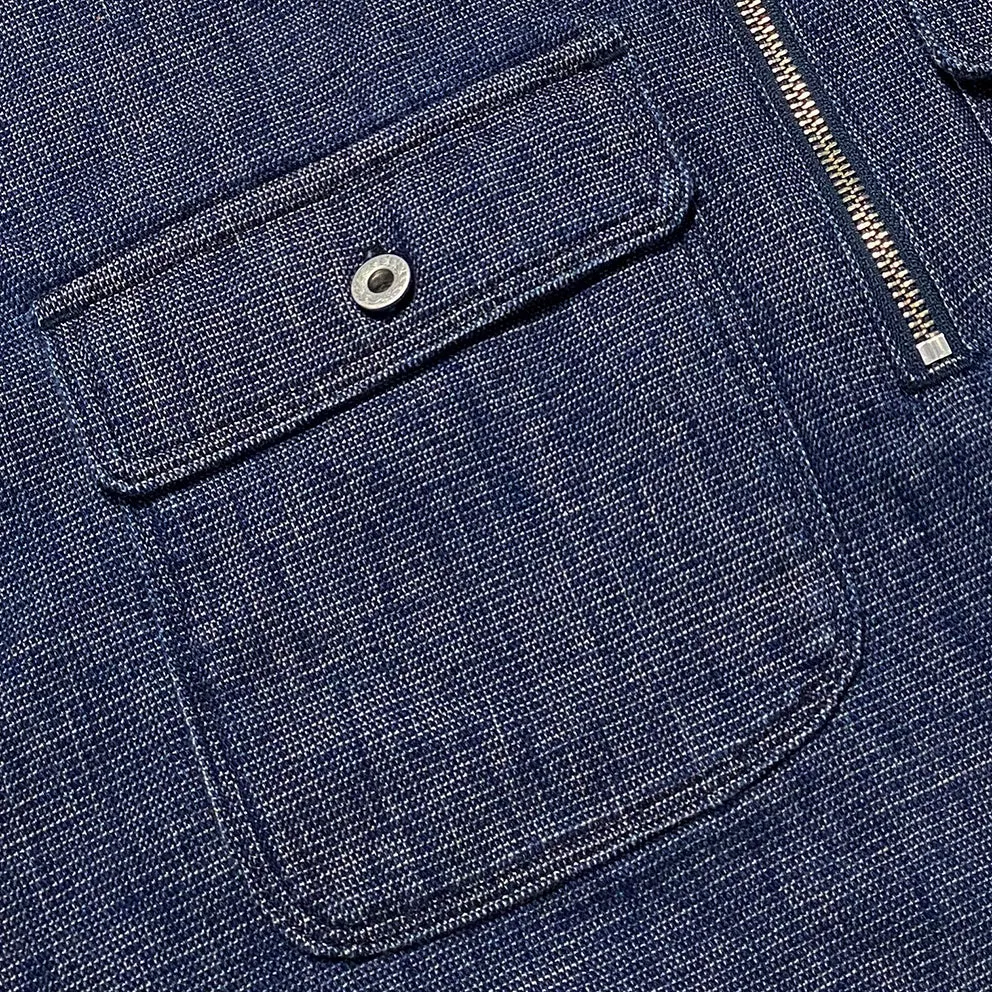 DDL 329 HUNTER-I REGULAR FIT 2 POCKET 1/2 ZIPPER FRONT INDIGO DOBBY WEAVE DENIM SHIRT-10.5OZ-E0 INDIGO