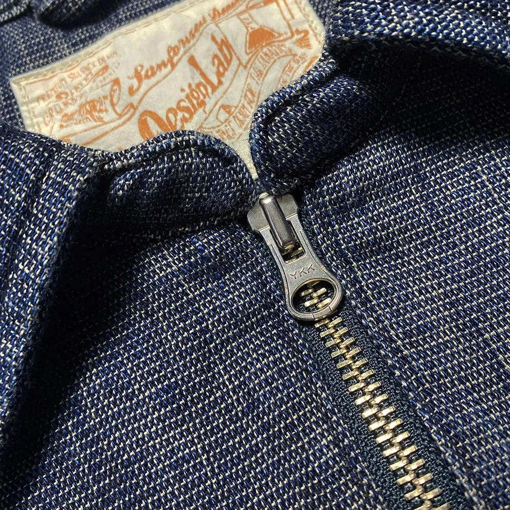 DDL 329 HUNTER-I REGULAR FIT 2 POCKET 1/2 ZIPPER FRONT INDIGO DOBBY WEAVE DENIM SHIRT-10.5OZ-E0 INDIGO