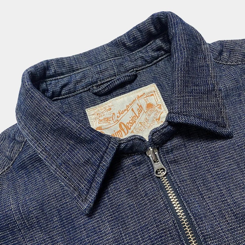DDL 329 HUNTER-I REGULAR FIT 2 POCKET 1/2 ZIPPER FRONT INDIGO DOBBY WEAVE DENIM SHIRT-10.5OZ-E0 INDIGO