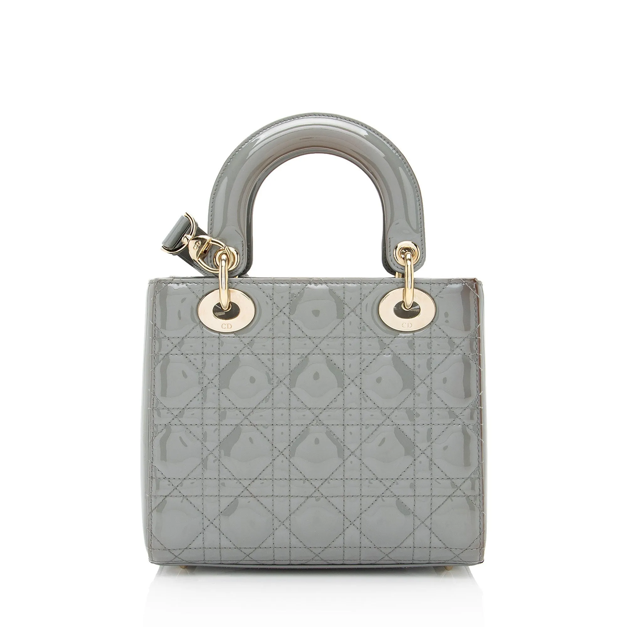 Dior Patent Leather Lady Dior Small Tote (SHF-fRTMgi)