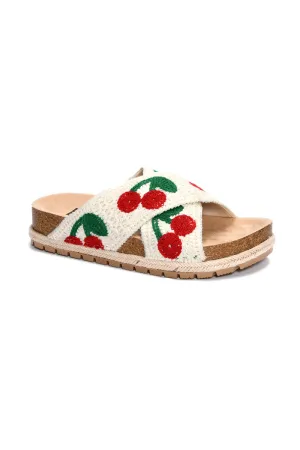 Dirty Laundry Tacoma Cherry Crochet Platform Sandals for Women in Red | TOWW-015 RED