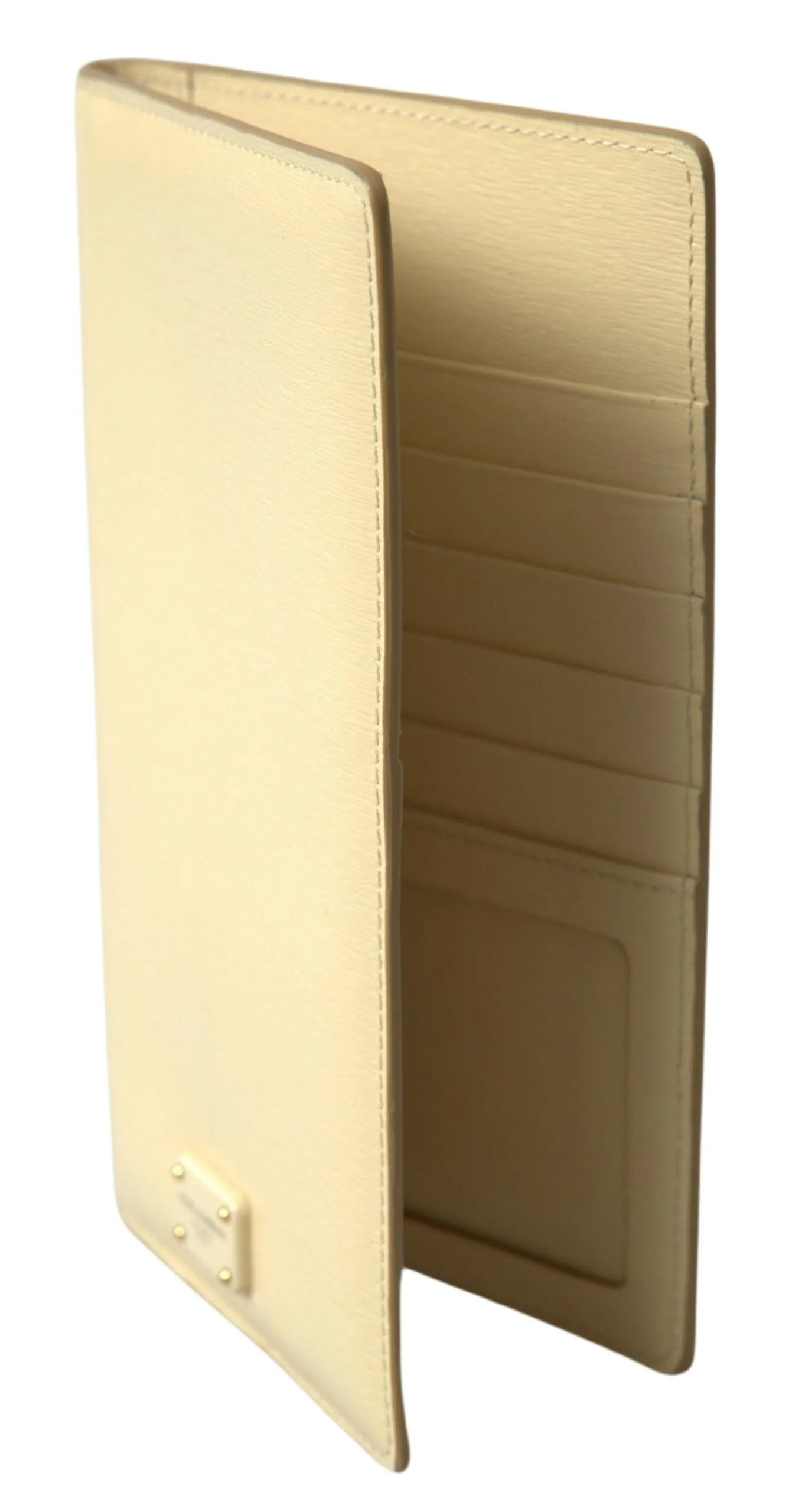 Dolce & Gabbana Beige Leather DG Logo Bifold Card Passport Holder Wallet