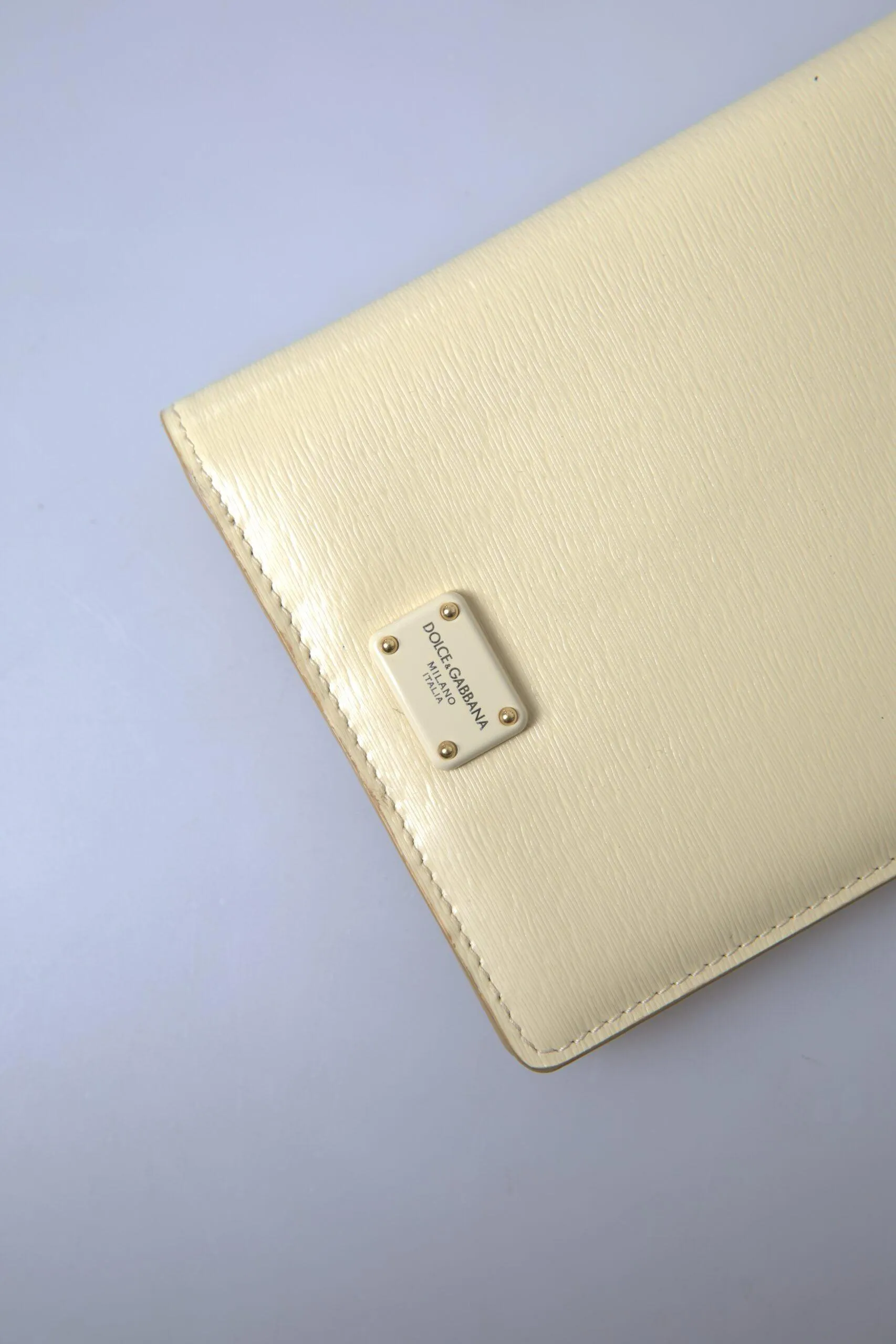 Dolce & Gabbana Beige Leather DG Logo Bifold Card Passport Holder Wallet