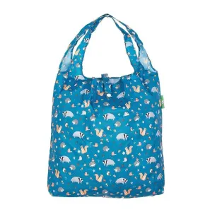 Eco Chic Teal Lightweight Foldable Reusable Shopping Bag Woodland