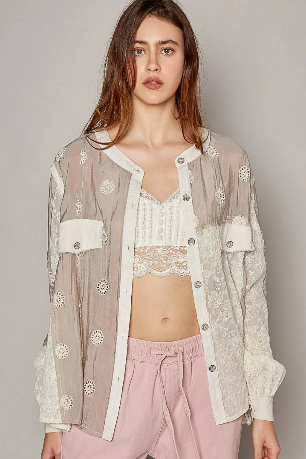 Eyelet Button Up Shirt