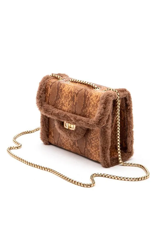 Faux Snake Print Shoulder Bag