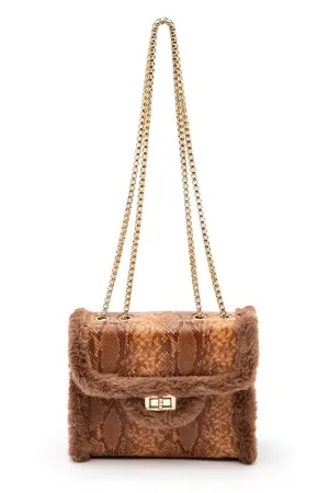 Faux Snake Print Shoulder Bag