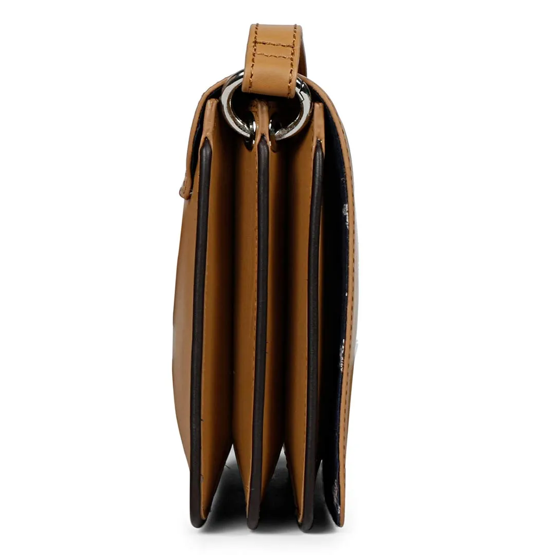 Favore Tan Leather Structured Sling Bag