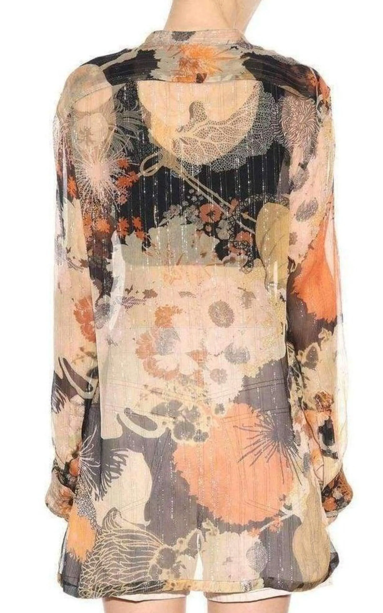 Floral Print Silk Chiffon Shirt