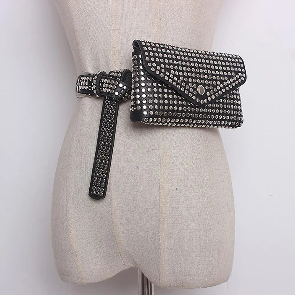 Glistening Rivet Chic Small Waist Fanny Bag