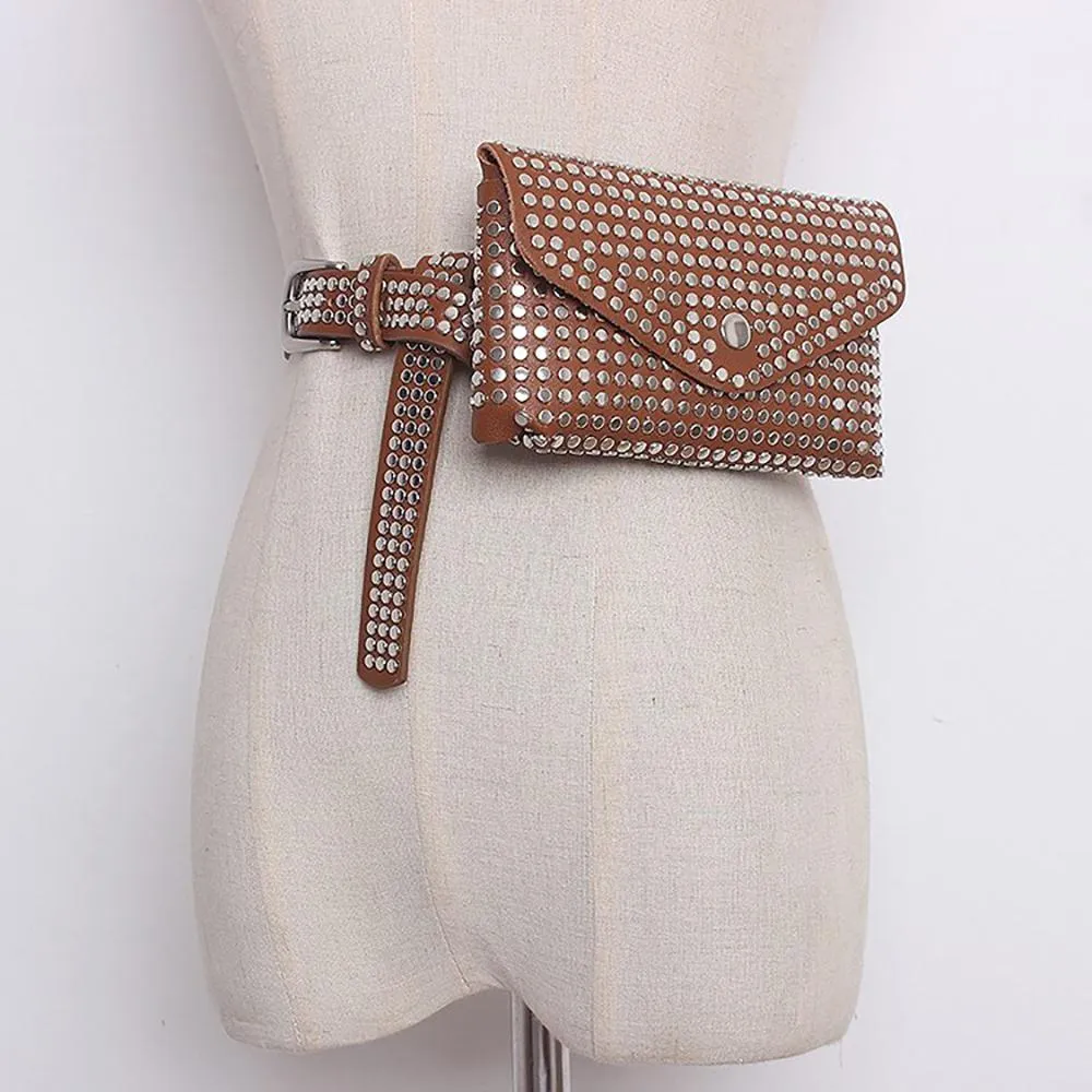 Glistening Rivet Chic Small Waist Fanny Bag