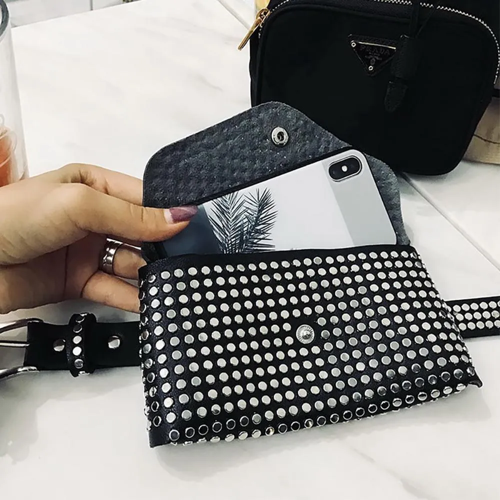 Glistening Rivet Chic Small Waist Fanny Bag