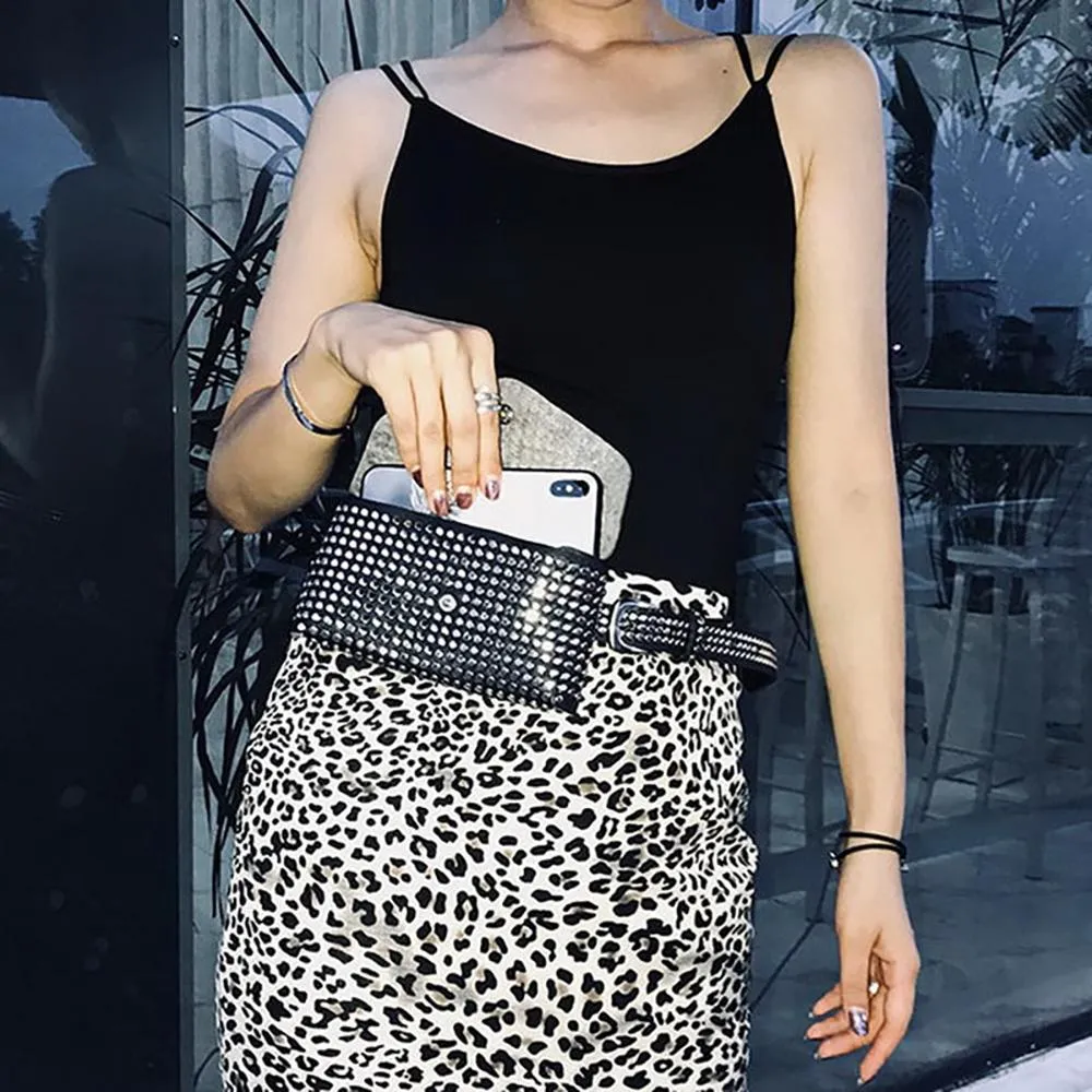 Glistening Rivet Chic Small Waist Fanny Bag