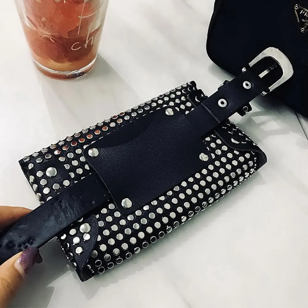 Glistening Rivet Chic Small Waist Fanny Bag