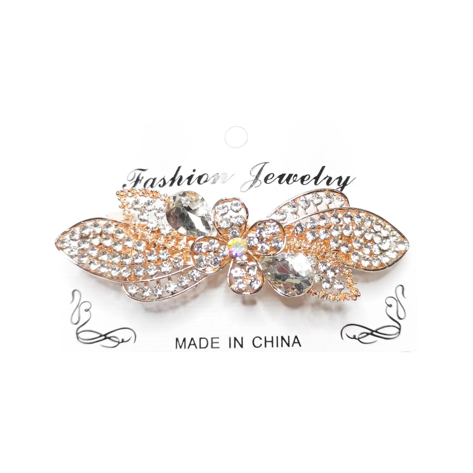 Golden Jewelry Shining Stone Hair Clip - FJ-3