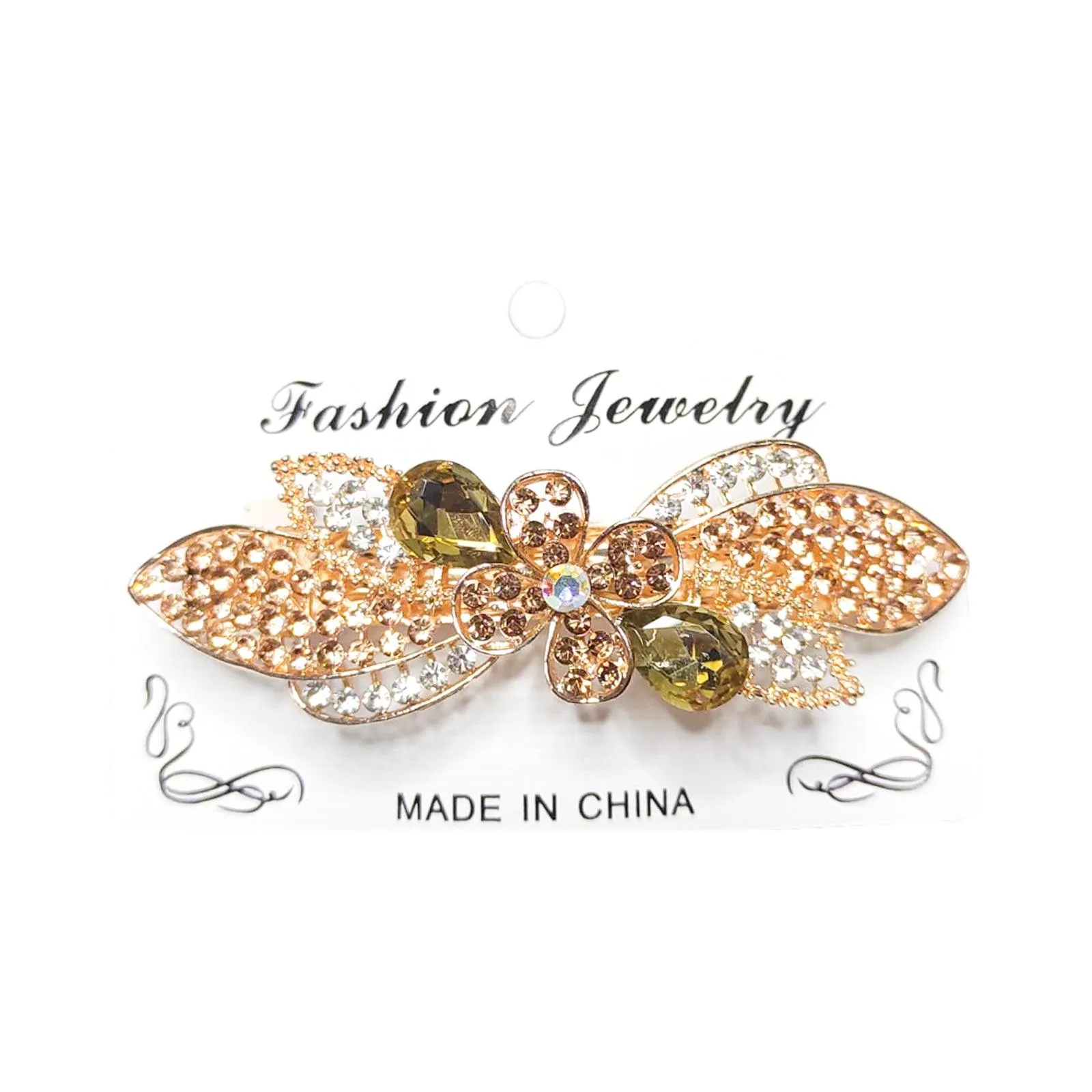 Golden Jewelry Shining Stone Hair Clip - FJ-3