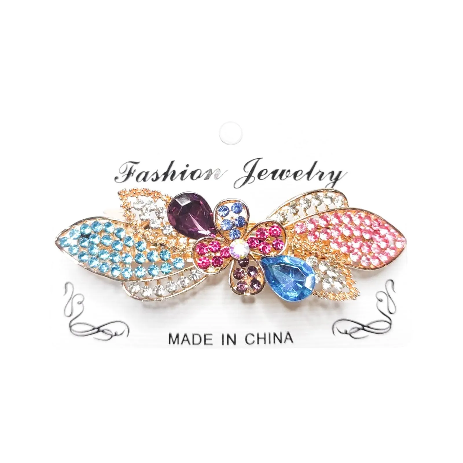 Golden Jewelry Shining Stone Hair Clip - FJ-3