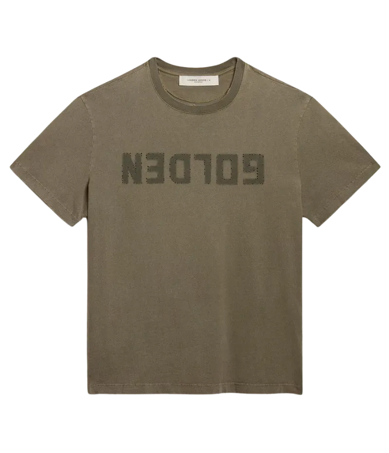 Golden Regular T-Shirt with Logo Shirt in Dusty Olive