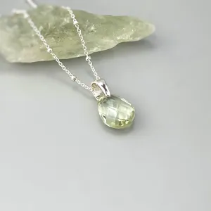 Green Amethyst Necklace Handmade sage green gemstone pendant