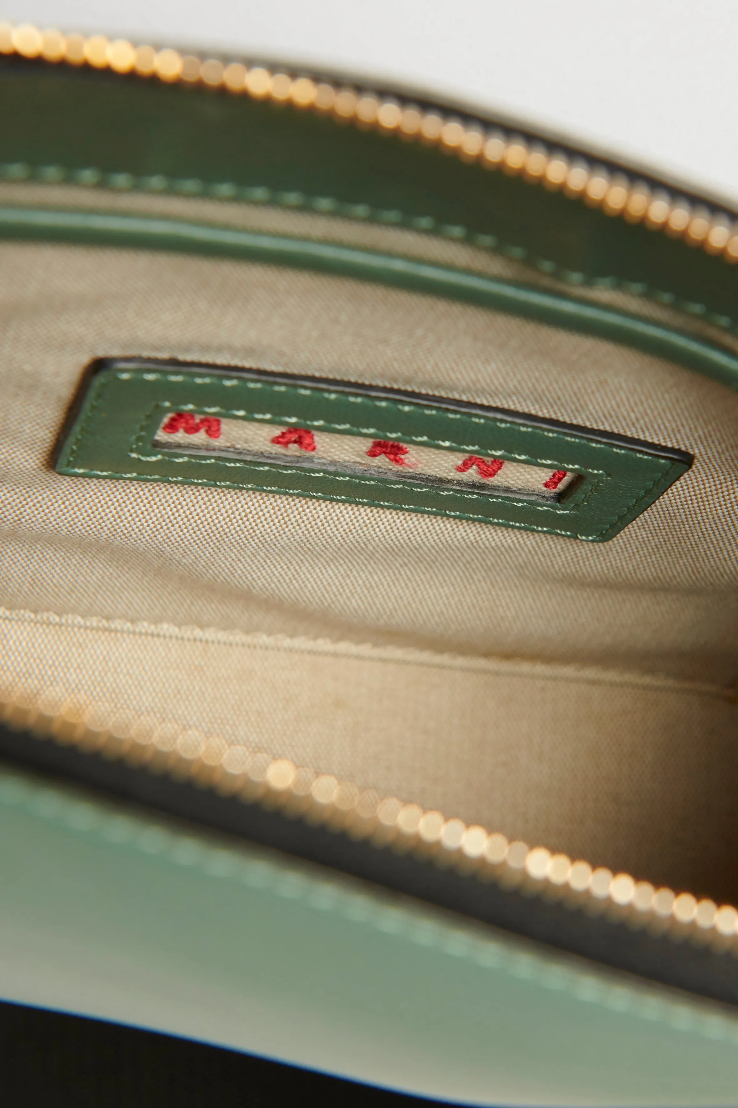 Green Structured Preowned Clutch With Python Frame