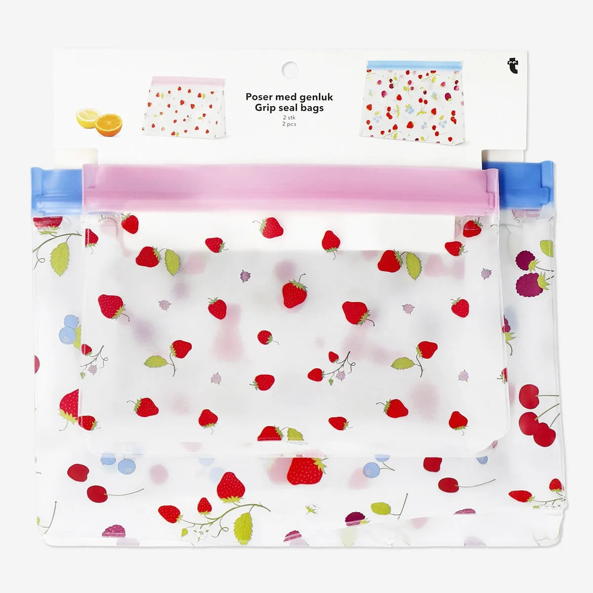 Grip seal bags with berry print - 2 pcs